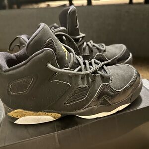 Jordan Kids Black and Gold High-Top Sneakers